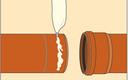 putting lubricant on PVC pipe